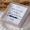 Bransoletka Dla Matki Chrzestnej Podziękowanie Personalizowana Czarny Turmalin Prezent Chrzest